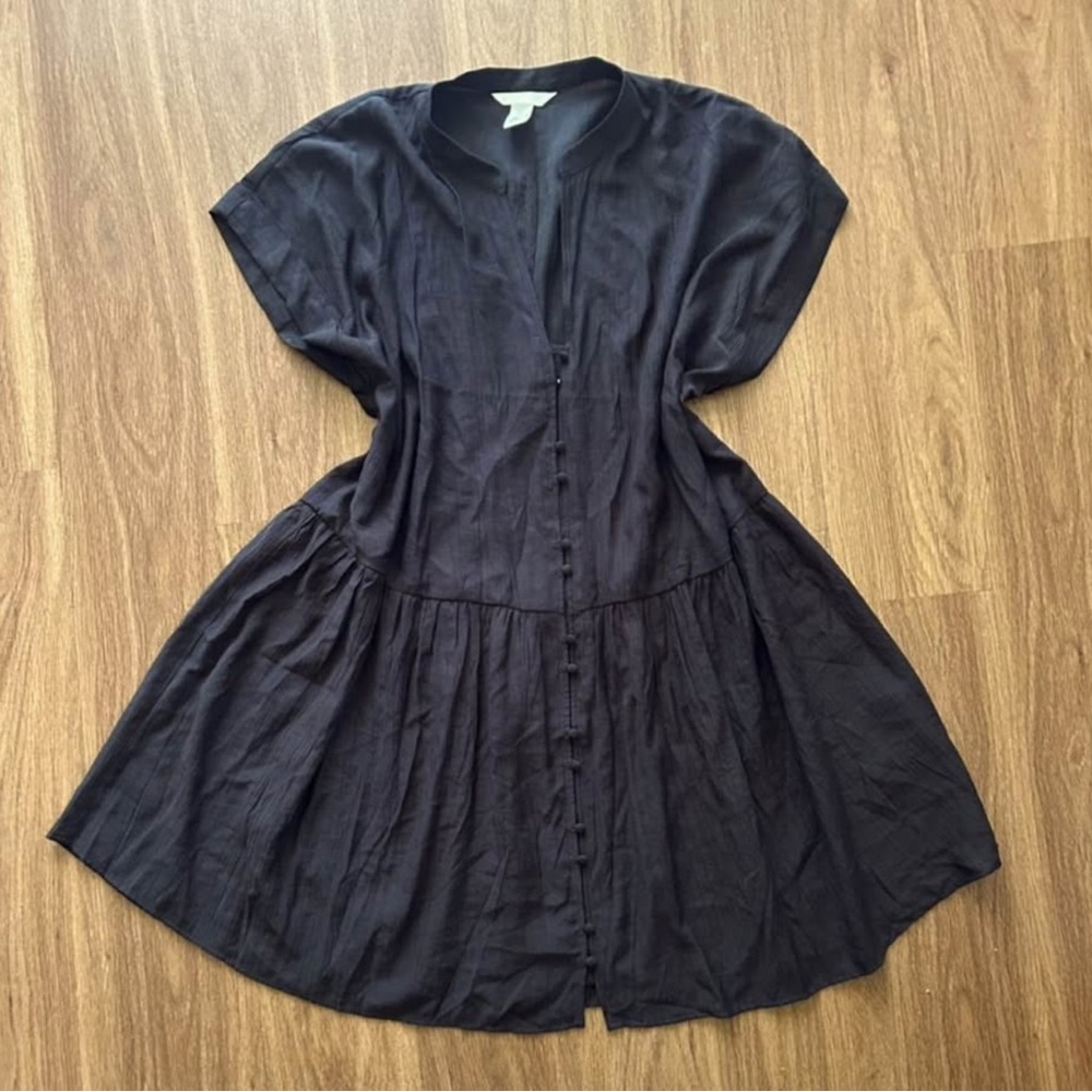 H&M Black Mini Dress with Button Detail